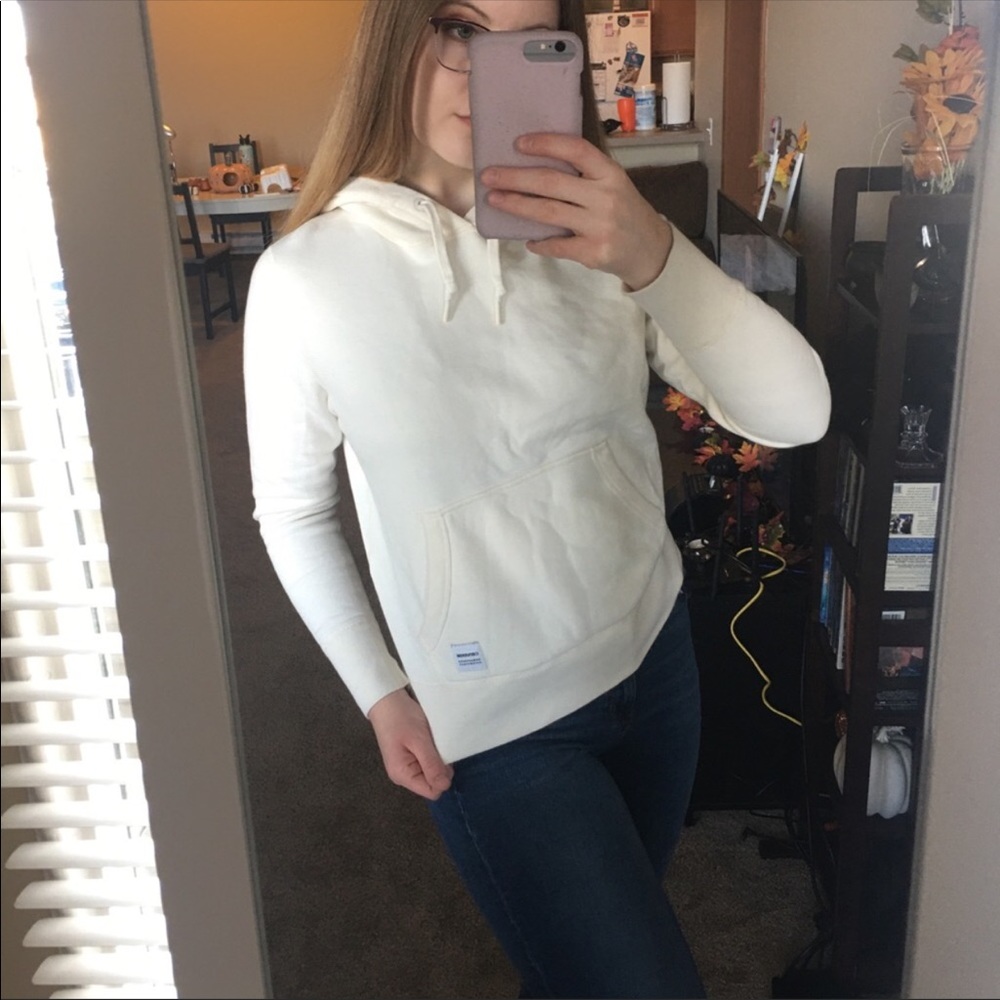 Converse Cream Drawstring Hoodie M